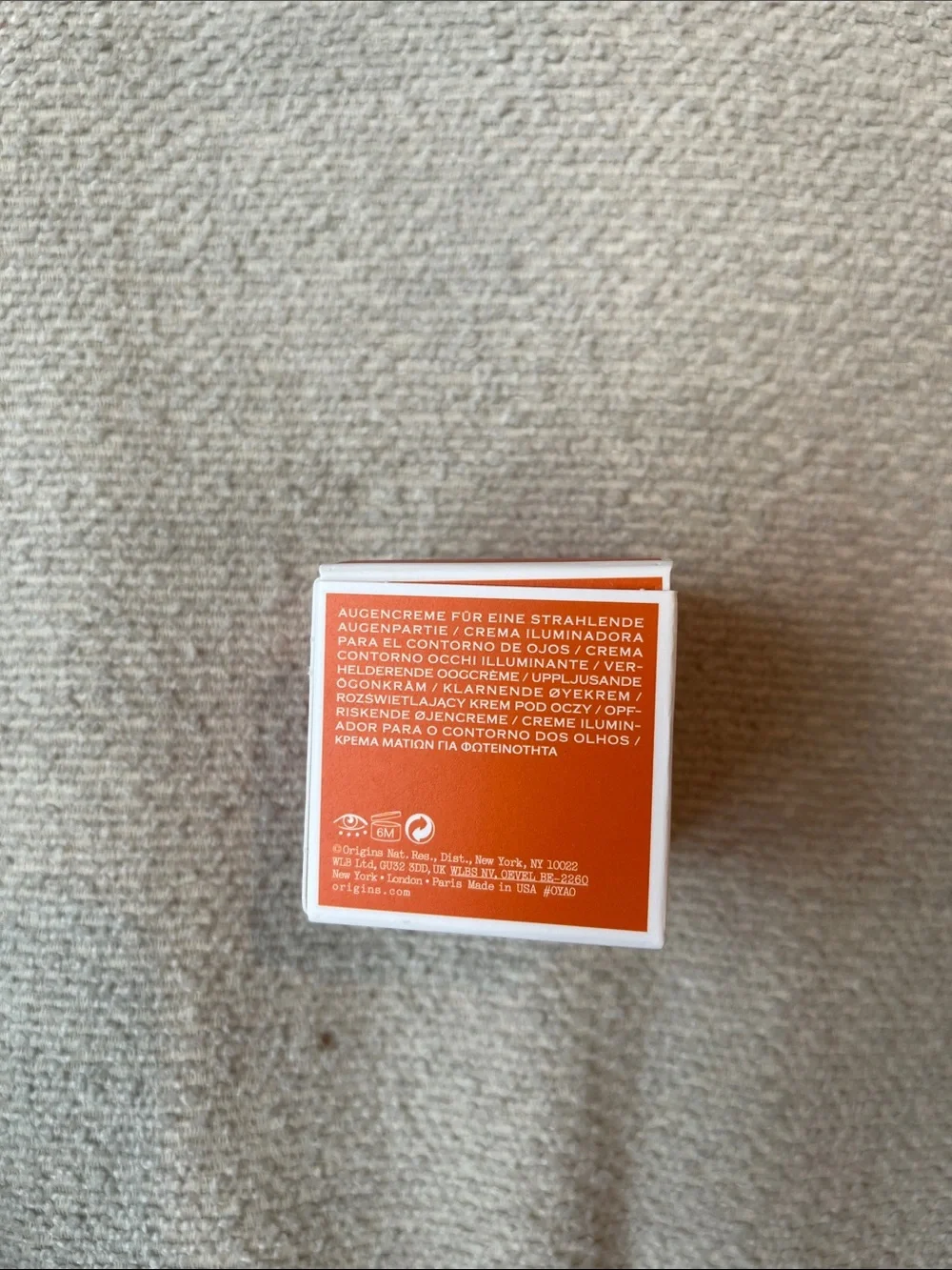 Origins GinZing Brightening Eye Cream - Cool Orange and White Box